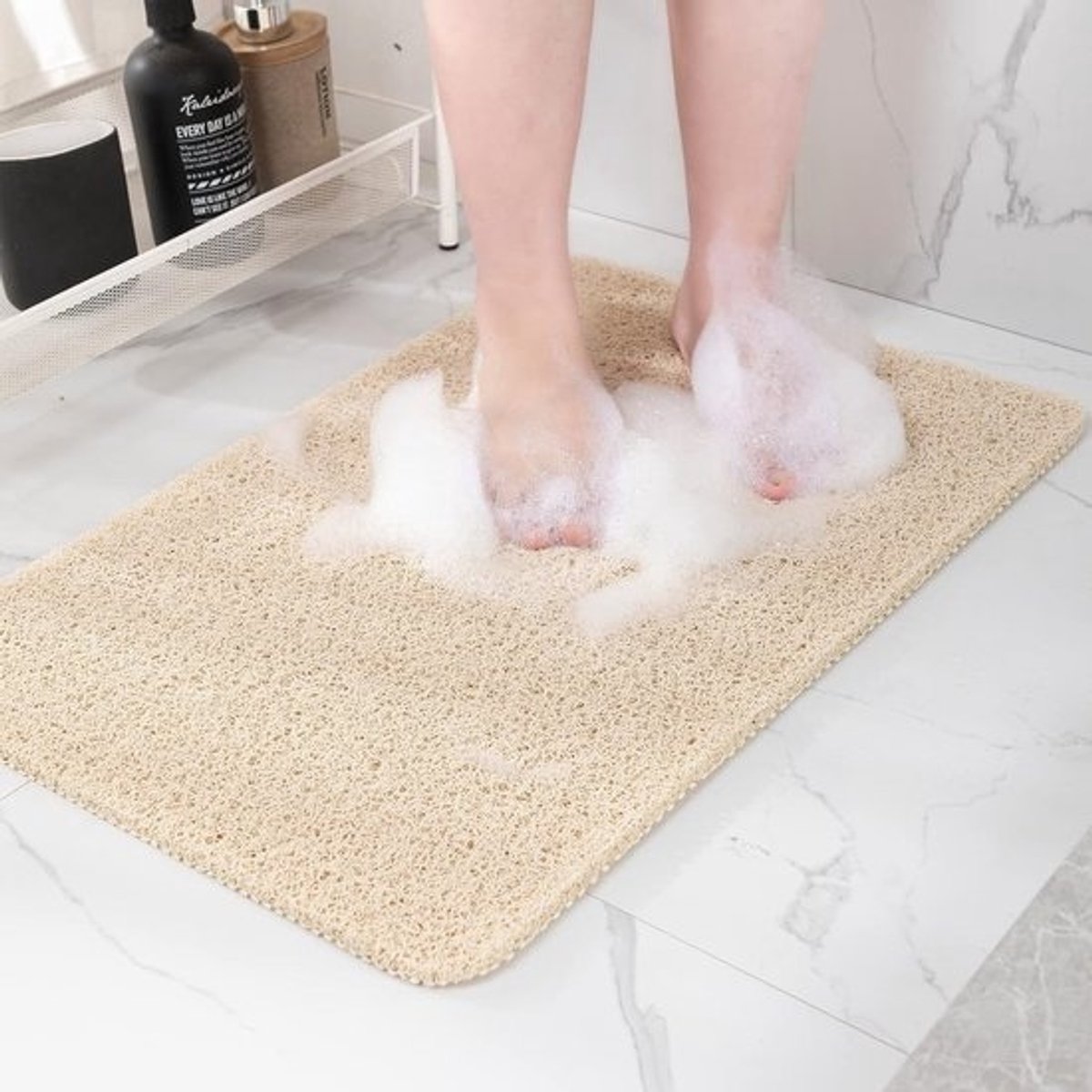 Antislip Badmat voor Douche en Bad - Sneldrogende Vloermat voor Badkamer, Keuken, en Hotel (Beige, 61 x 40 cm)