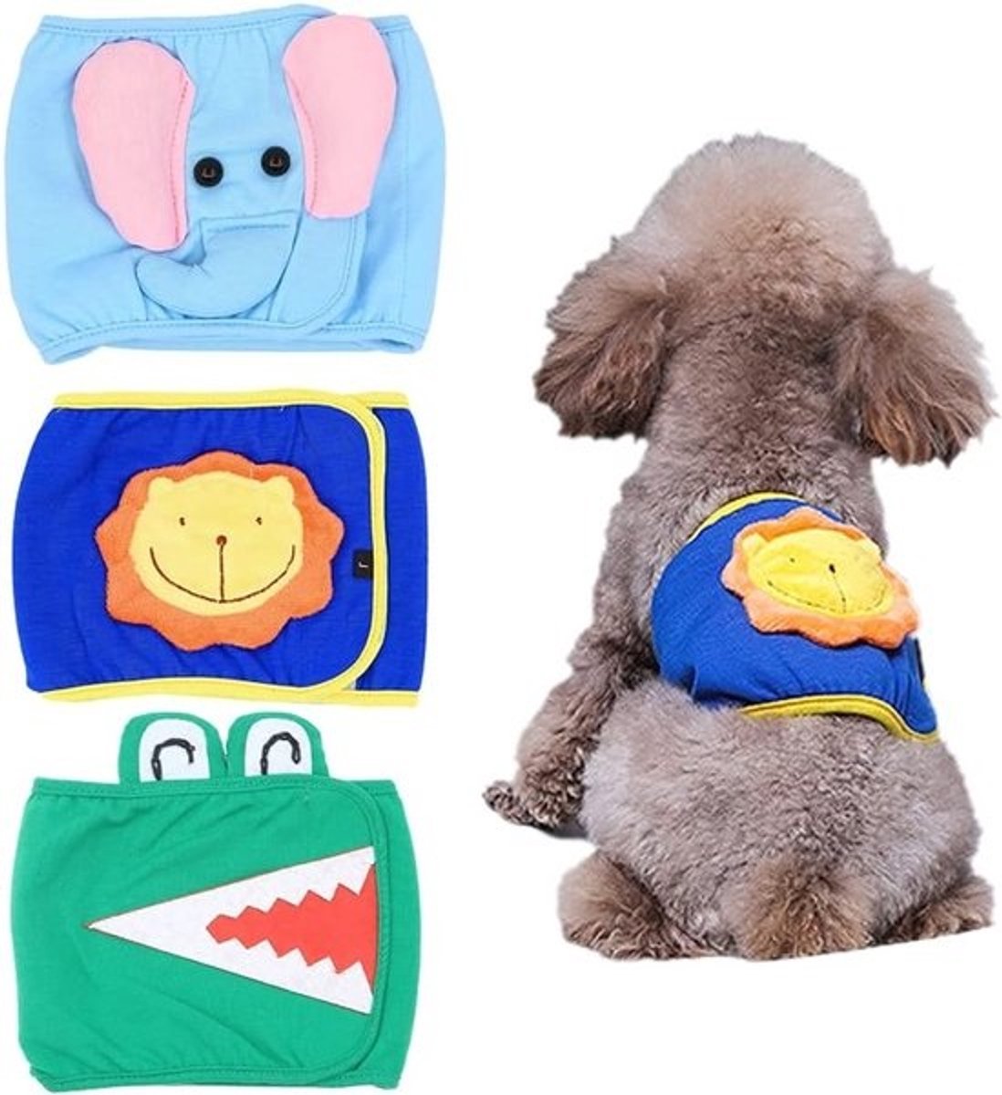 3-pack herbruikbare en wasbare luiers voor mannenhonden - 30 tot 40 cm