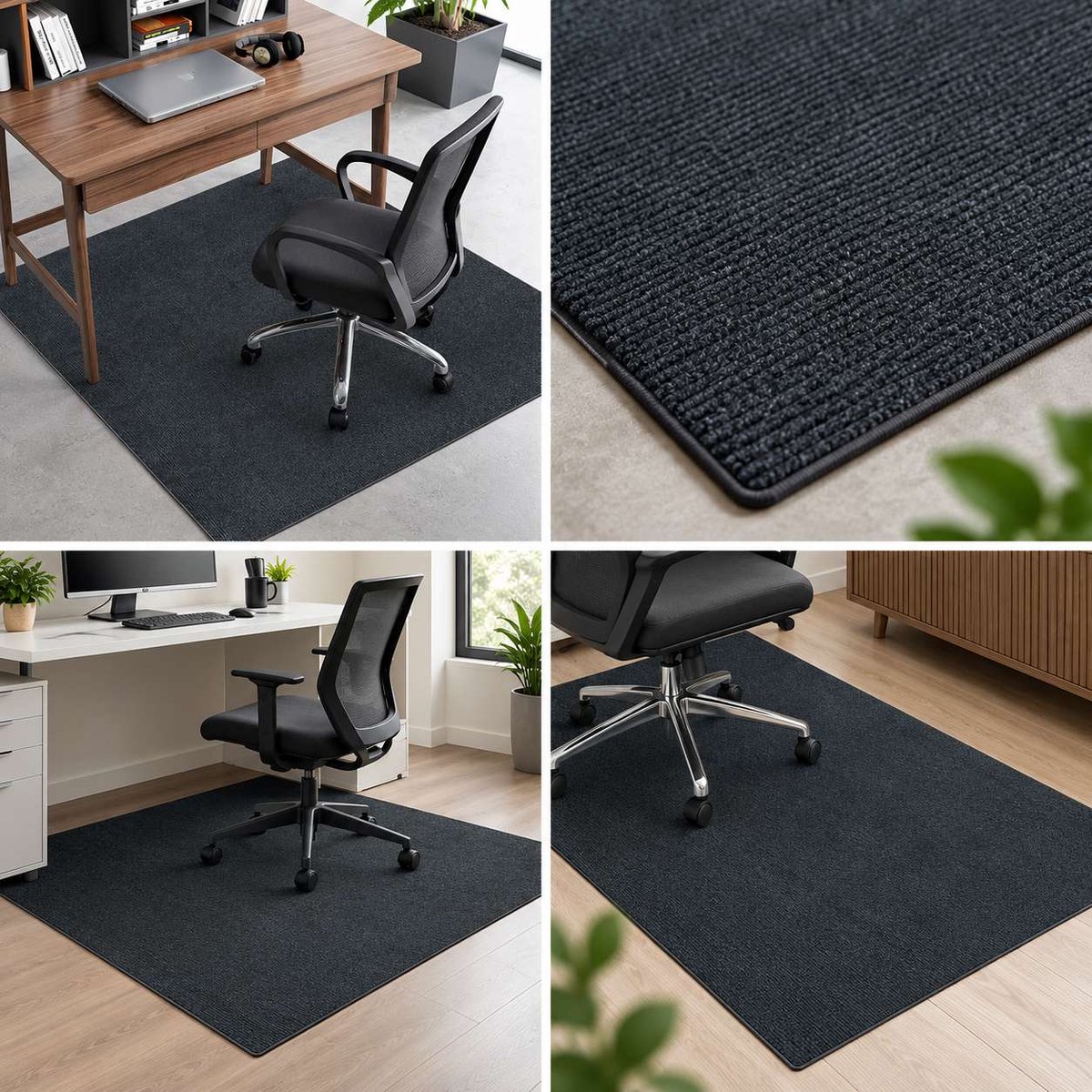 FSW-Products Bureaustoelmat 120x90 cm – Vloerbeschermer voor Bureaustoel – Beschermmat voor Harde Vloeren – Zwart