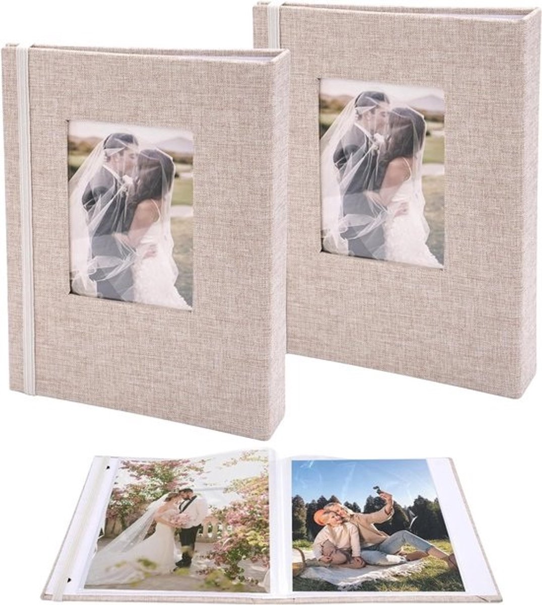 Set van 2 kleine fotoalbums 13 x 18 cm, 26 pagina's voor 52 foto's, ideaal voor bruiloften en herinneringen