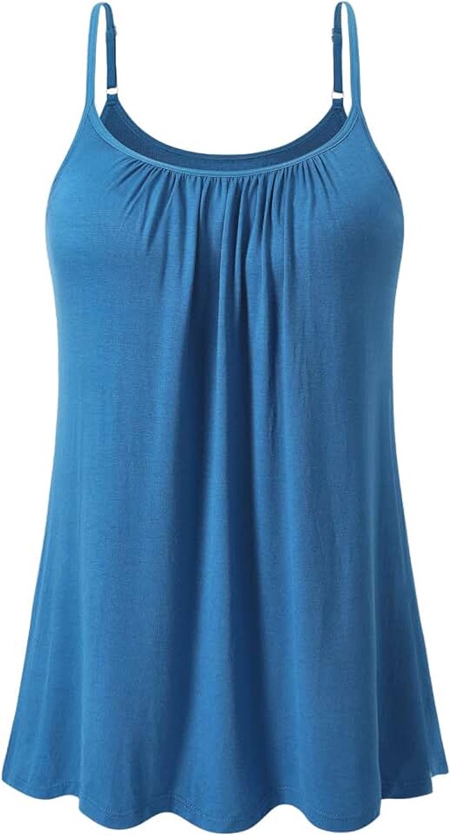 Dames verstelbare spaghetti tops geïntegreerde beha onderhemd losse mouwloze blouse S-XXXXL