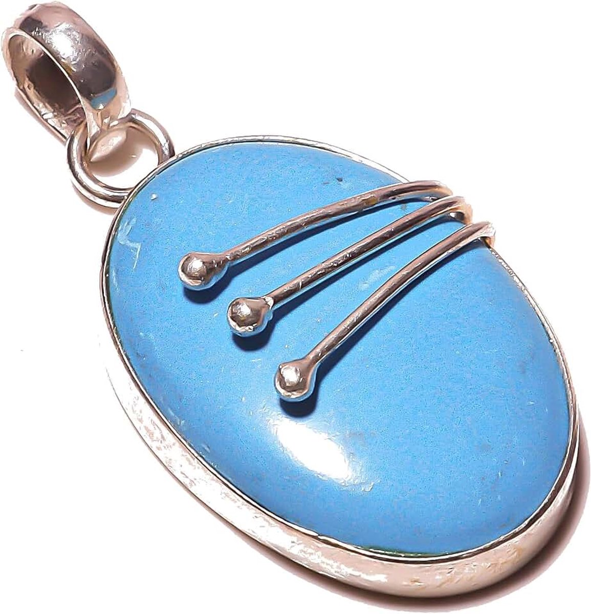Turquoise Handmade PENDANT 2" Long Silver Plated! Jewelry from Kashish! All Variety Store all Occasions