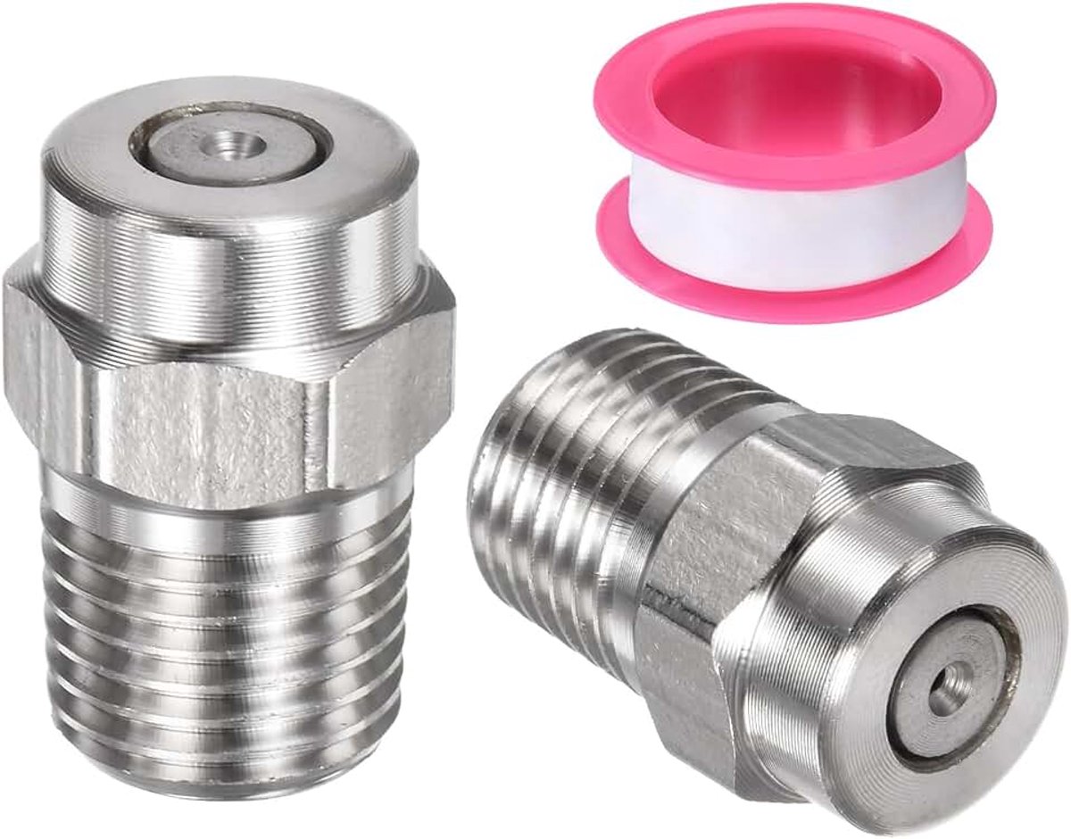 2 stuks oppervlakte-schone tips - 0 graden 1/4 inch NPT mannelijke hogedrukreiniger sproeiers vervanging mondstuk vervanging, roestvrij staal met afdichtingstape, toepassen op