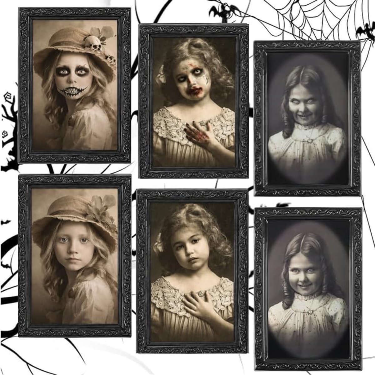 3stuks halloween deko, griezelige optische illusie lijst(A)