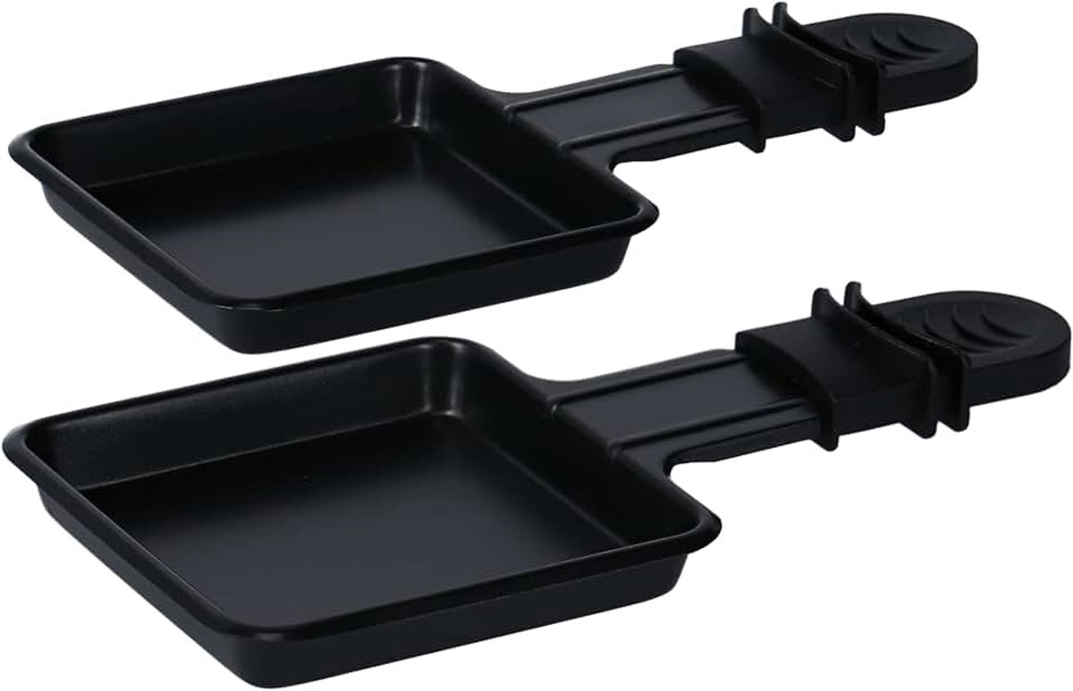 Raclettepan, 2 stuks, met anti-aanbaklaag, PTFE, kunststof, zwart, 18,5 x 9 x 1,5 cm, 2 stuks
