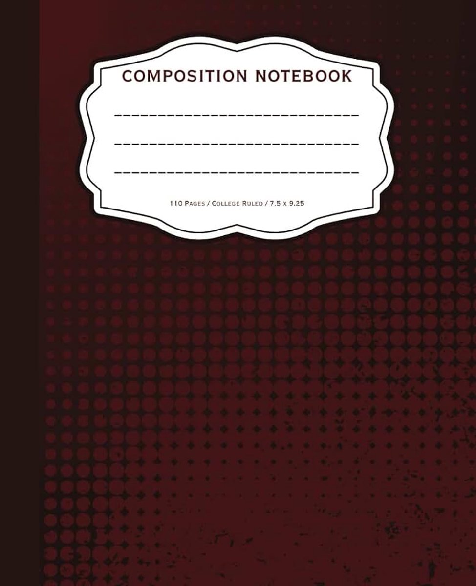 Notebook College Ruled: Red Velvet Mural Cover for School, Journal and Work | 7.5 x 9.25 - 110 pages | Gift for Family, Students and Colleagues