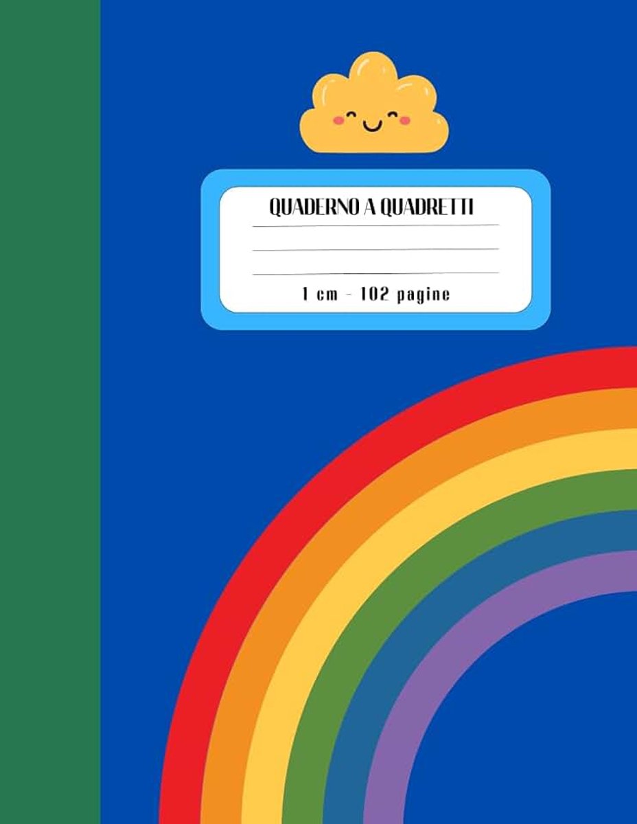 Quadretti 1cm: Quadernone Scuola I Formato A4 I Griglia 10 mm I con Margini Colorati I Prima e Seconda Elementare I 102 pagine I Arcobaleno