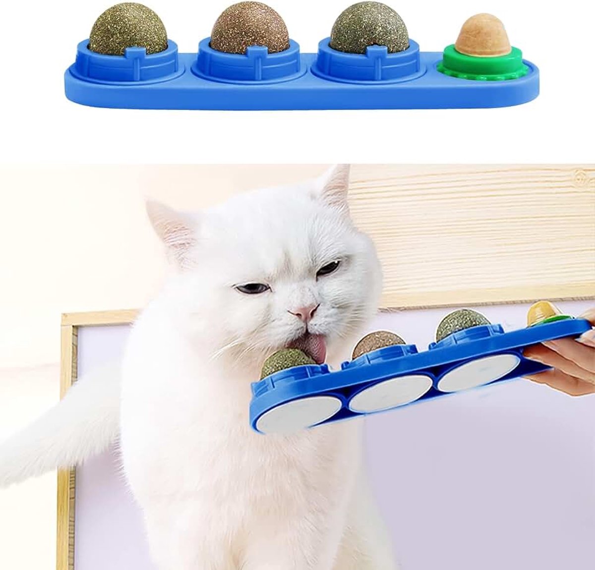 Kattenkruid, wandbal, kattenkruid, speelgoed voor katten, tanden, schoon eetbaar, roterende kattenmunt, ballen, gezonde natuurlijke kattentraktaties (blauw)