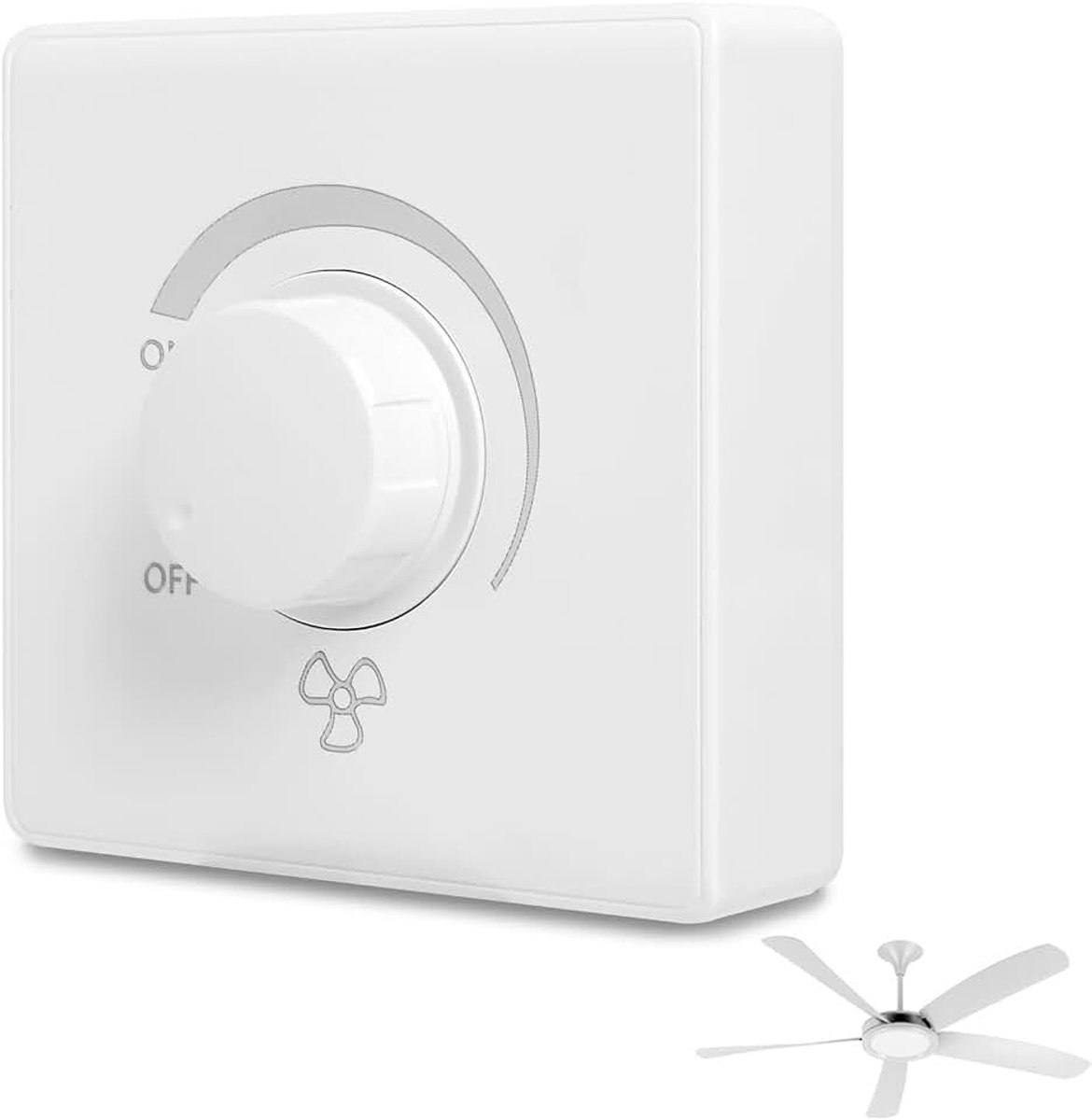 Intensiteitsregelaar voor Plafondventilator, Muurschakelaar 86 Type, 220V 10A, Continu Snelheidsregelaar, Wit