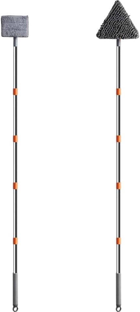 Raamwisserset, professionele raamreinigerset met trekker, lange steel, raamreiniger met microvezeldoek en chenille-pad, voor badkamer, douche, ramen, glas
