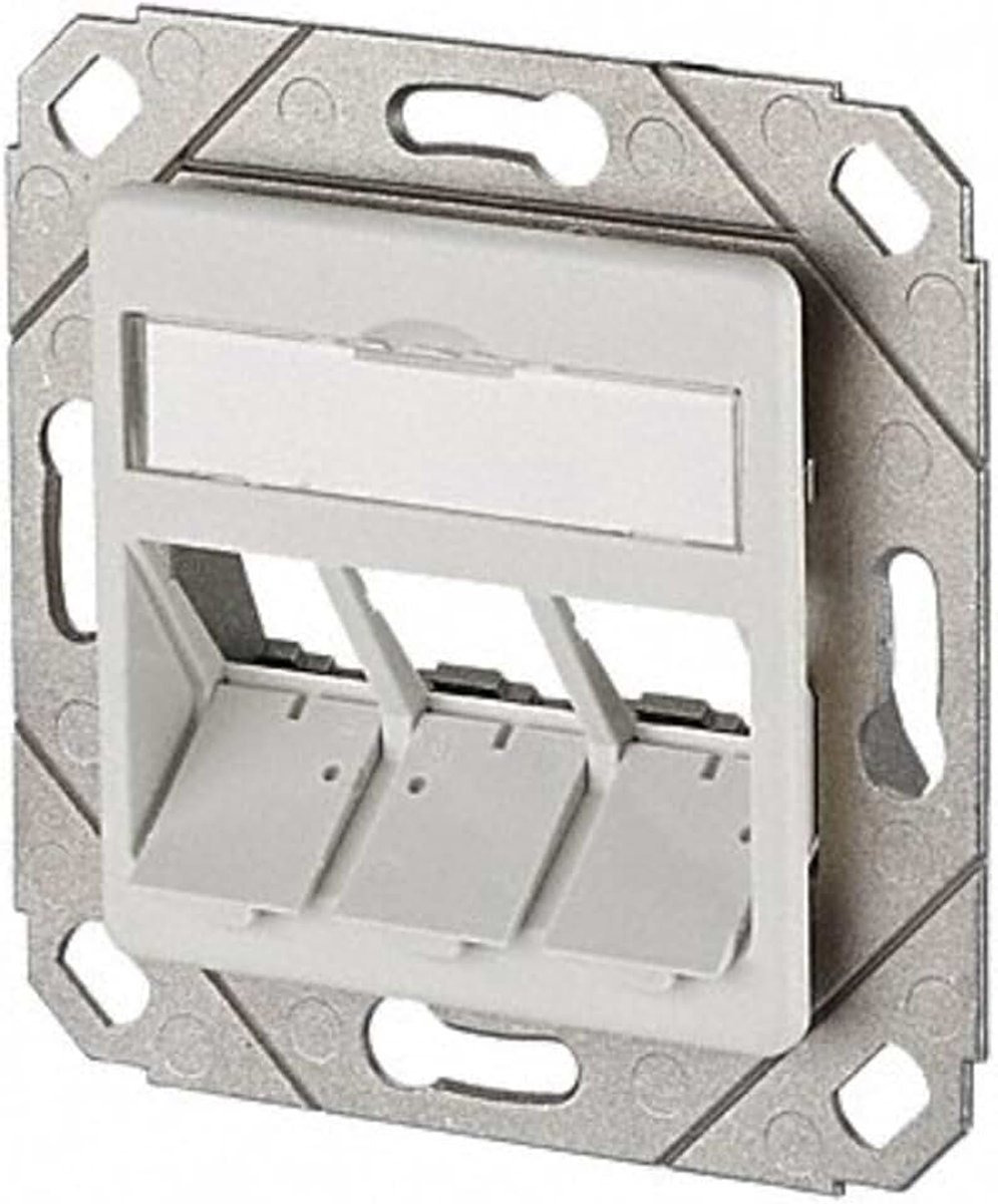 Metz Connect 130B20D31102KE Netwerkcontactdoos inbouw met centrale plaat 3 poorten zuiver wit (RAL 9010)