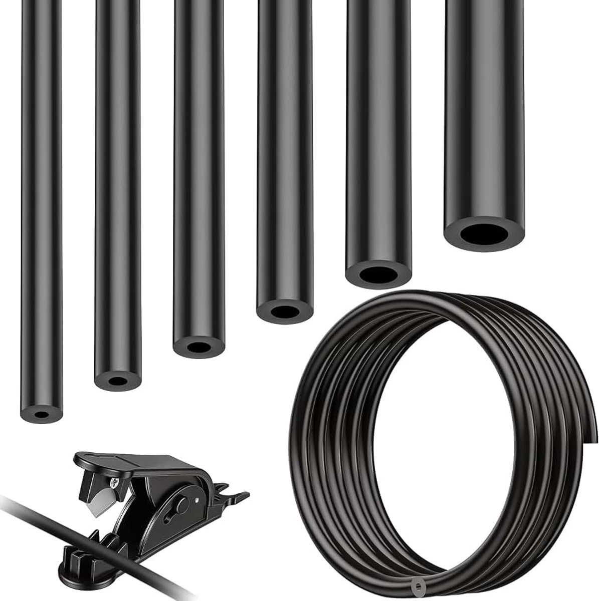 Vacuümslang 2 m voor voertuigen, 6 stuks vacuümslang met een binnendiameter van 3/4/5/6/8/10 mm, siliconenslang met snijder voor lucht en water