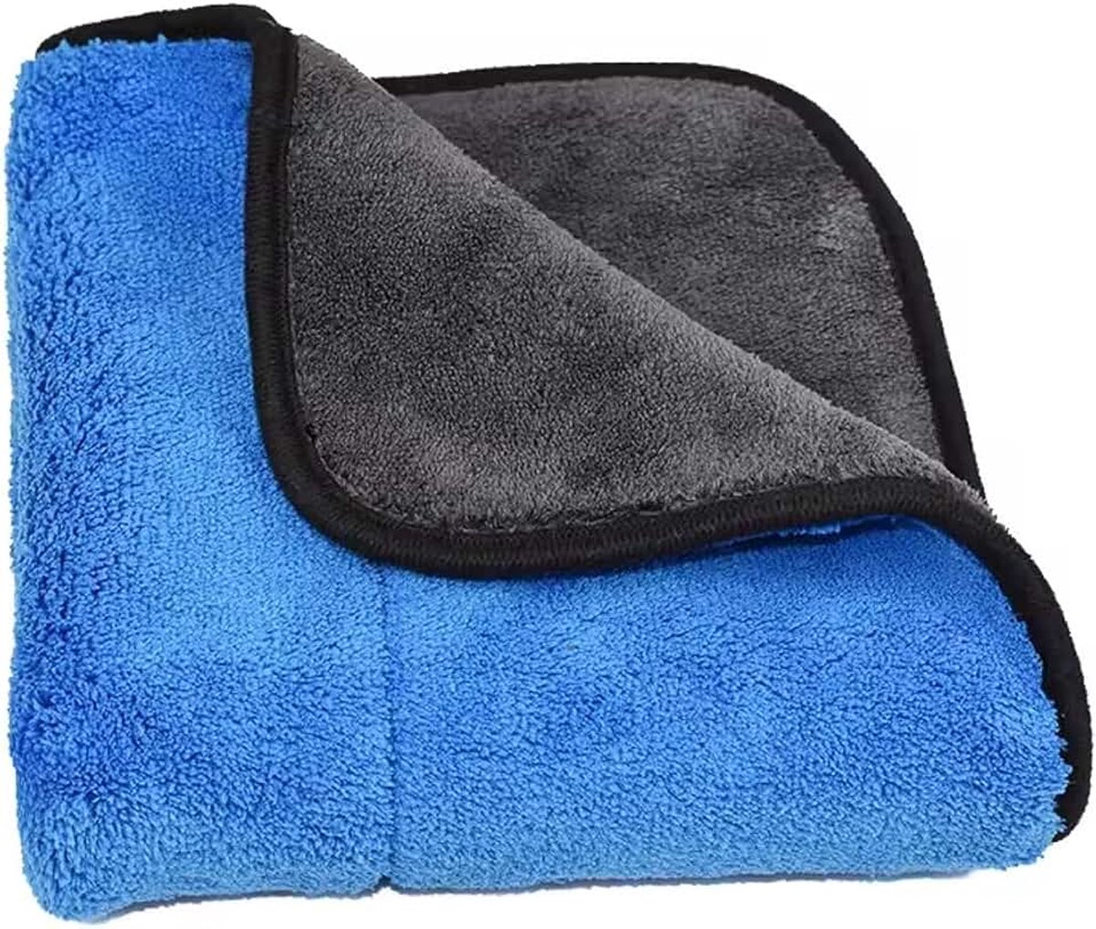Droogdoek – Microvezel poetsdoek – Sneldrogend - Sterk absorberend - Zacht voor de lak - 40x30 cm - Grijs/blauw – Jonyx