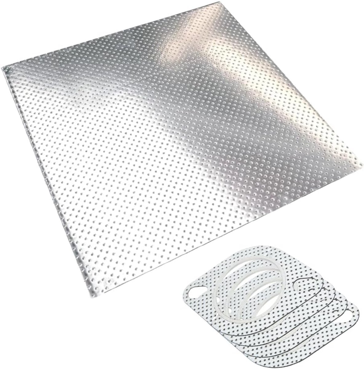 Uitlaat, dikte 1,6 mm, uitlaat, krommer-afdichting, meerlaagse metalen plaat, universeel, hittebestendig tot 350 graden (30 x 20 cm)