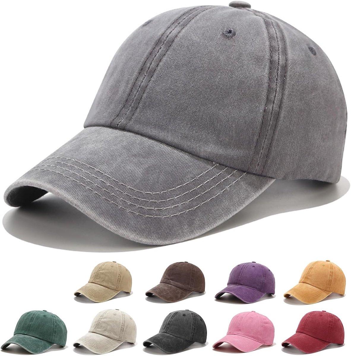 Baseballpet, uniseks, verstelbare maat, 100% katoen, vizier, zomermuts, ademend, voor mannen en vrouwen