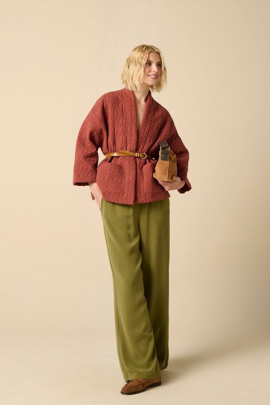 Donkergroene High Waist Wide Leg Broek