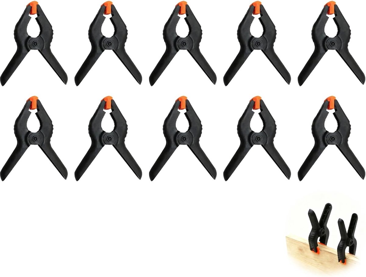 Veerklemmen van nylon, veerklemmen van kunststof, zwart, 8,9 cm, nylon klemmen voor doe-het-zelf, fotografie, achtergronden, maximale opening van 4 cm, kassettang