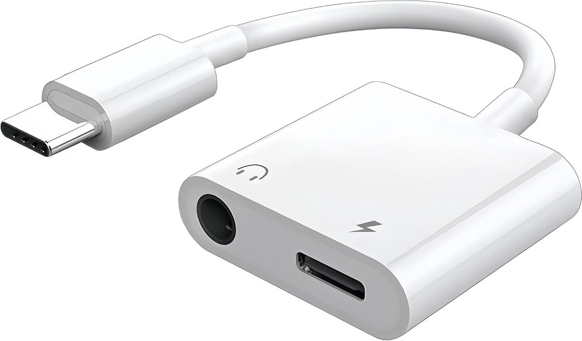 Adapter USB C naar 3,5 mm jack met snel opladen, 60 W, Hi-Res hoofdtelefoonadapter, compatibel met iPhone 16/17 Pro Max, iPad Pro, Galaxy S24/S23/S22/S21 Ultra, compatibel met Huawei, Xiaomi