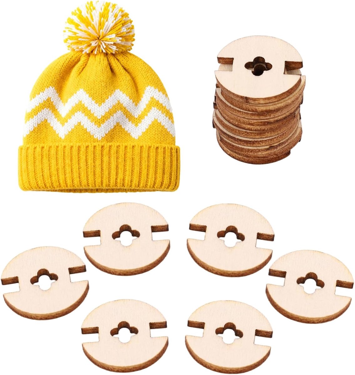 Knopen voor Mutsen, Handgemaakte Houten Knopen Naaiaccessoires voor Kleding Mutsen Breien en Haken(4-Bloemblaadjesbloem Stijl)