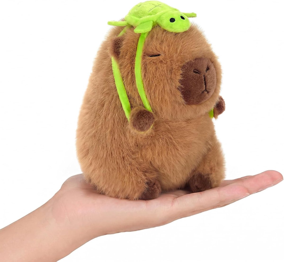 Shownicer Pluche dier Capybara knuffeldier, knuffeldier, Kawaii Capybara, pluche kussen, speelgoed, cadeau voor volwassenen en kinderen (schildpad, 18 cm)