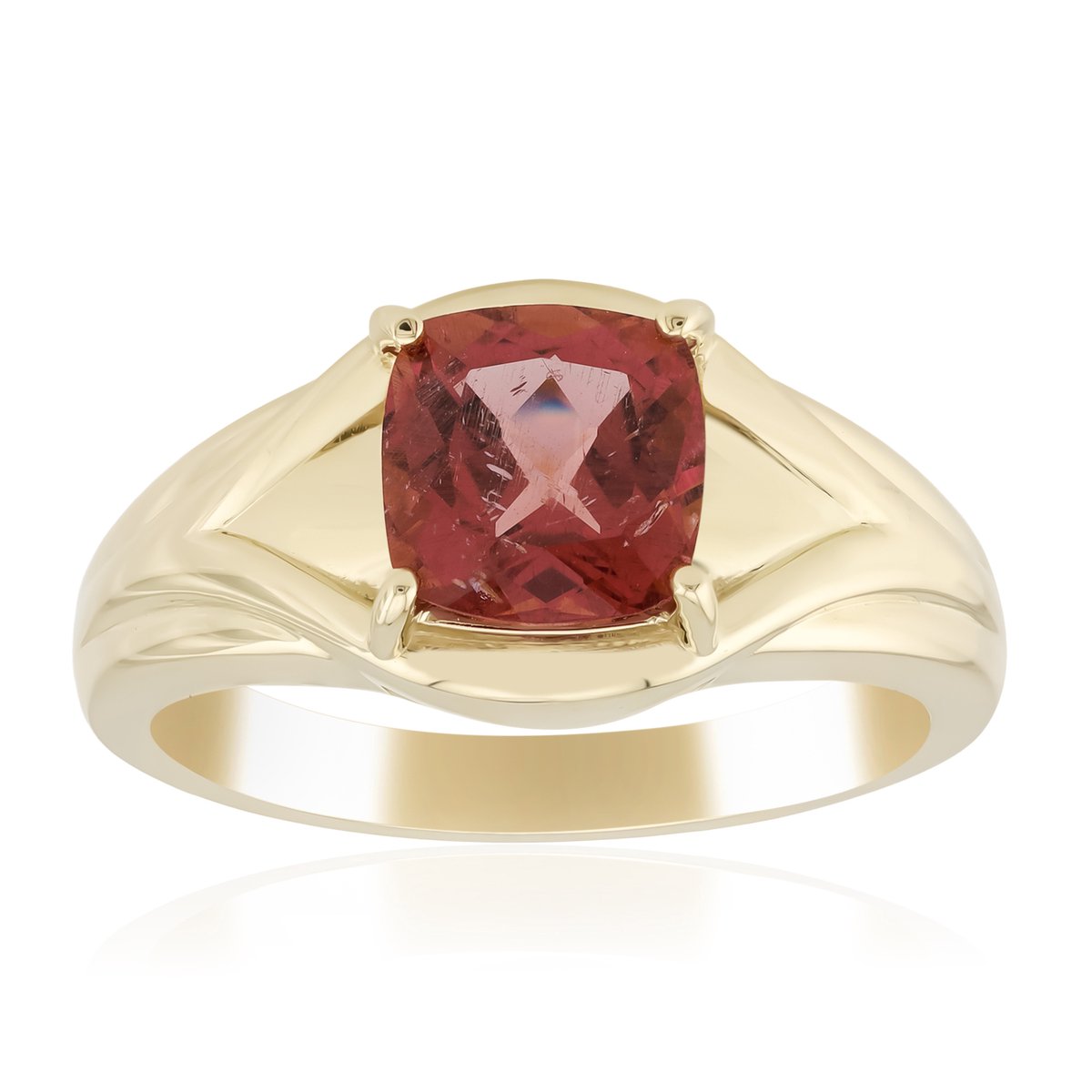 Cavill - Gouden ring 375 geelgoud - Rode Apatiet 1,3 ct Antiek Kussenslijpsel - Verstelbare Ring - Exclusieve Braziliaanse Edelsteen