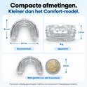 Afmetingen van de snurkbeugel Max vergeleken met een 2-euromunt.