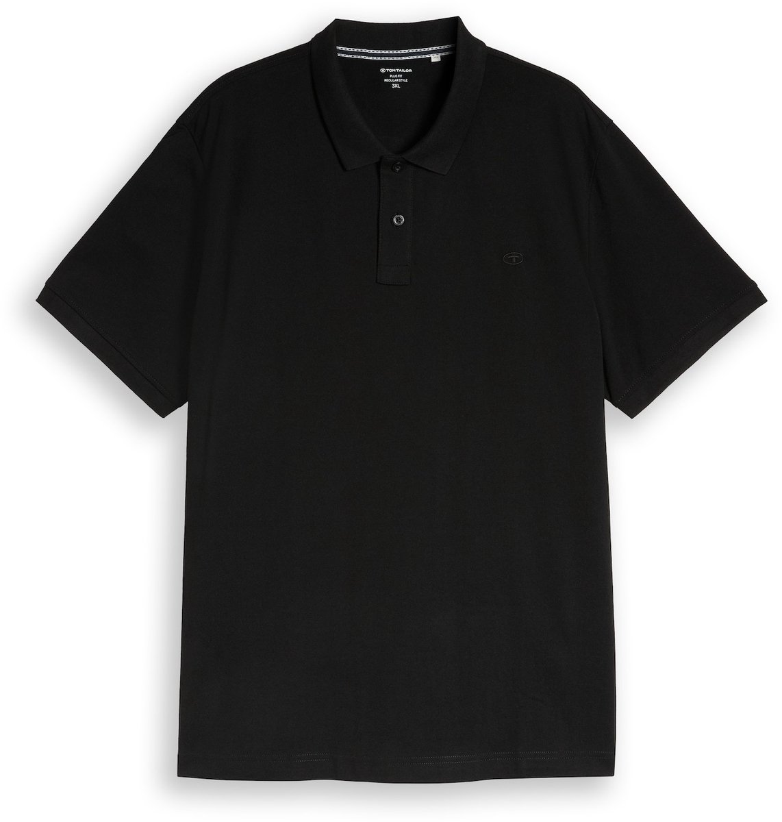 Tom Tailor - Plus Size - Piqué-poloshirt met geborduurd logo - Maat 5XL - Black