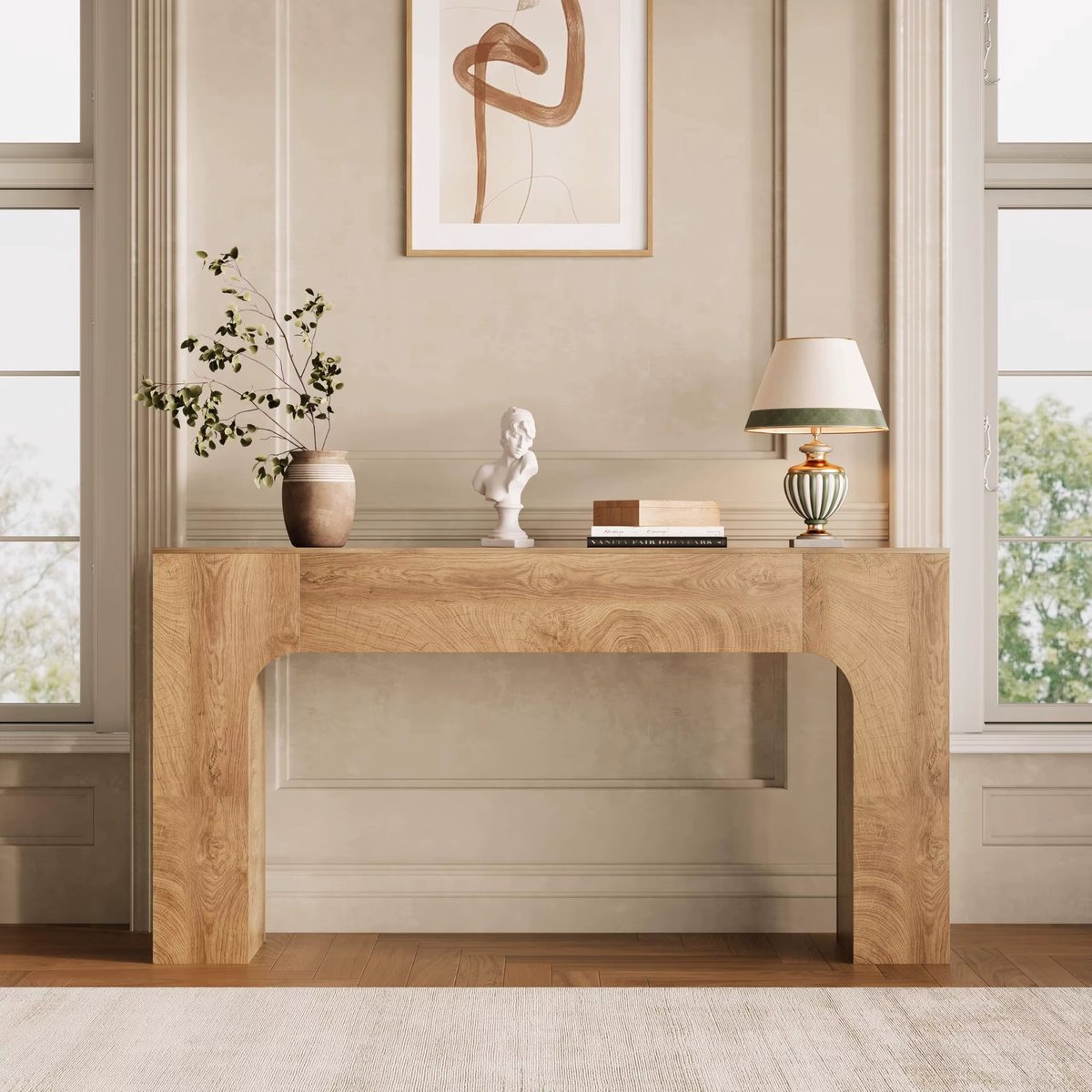 CreateEcom Tafel - gangtafel - smalle tafel - gemaakt van gespleten eikenhout - ruimtebesparend houten meubel voor de woonkamer en kleine appartementen - eenvoudige montage zonder gereedschap - 160 cm