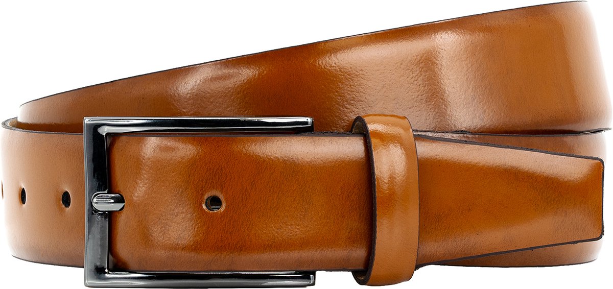 LINDENMANN leren heren riem - cognac
