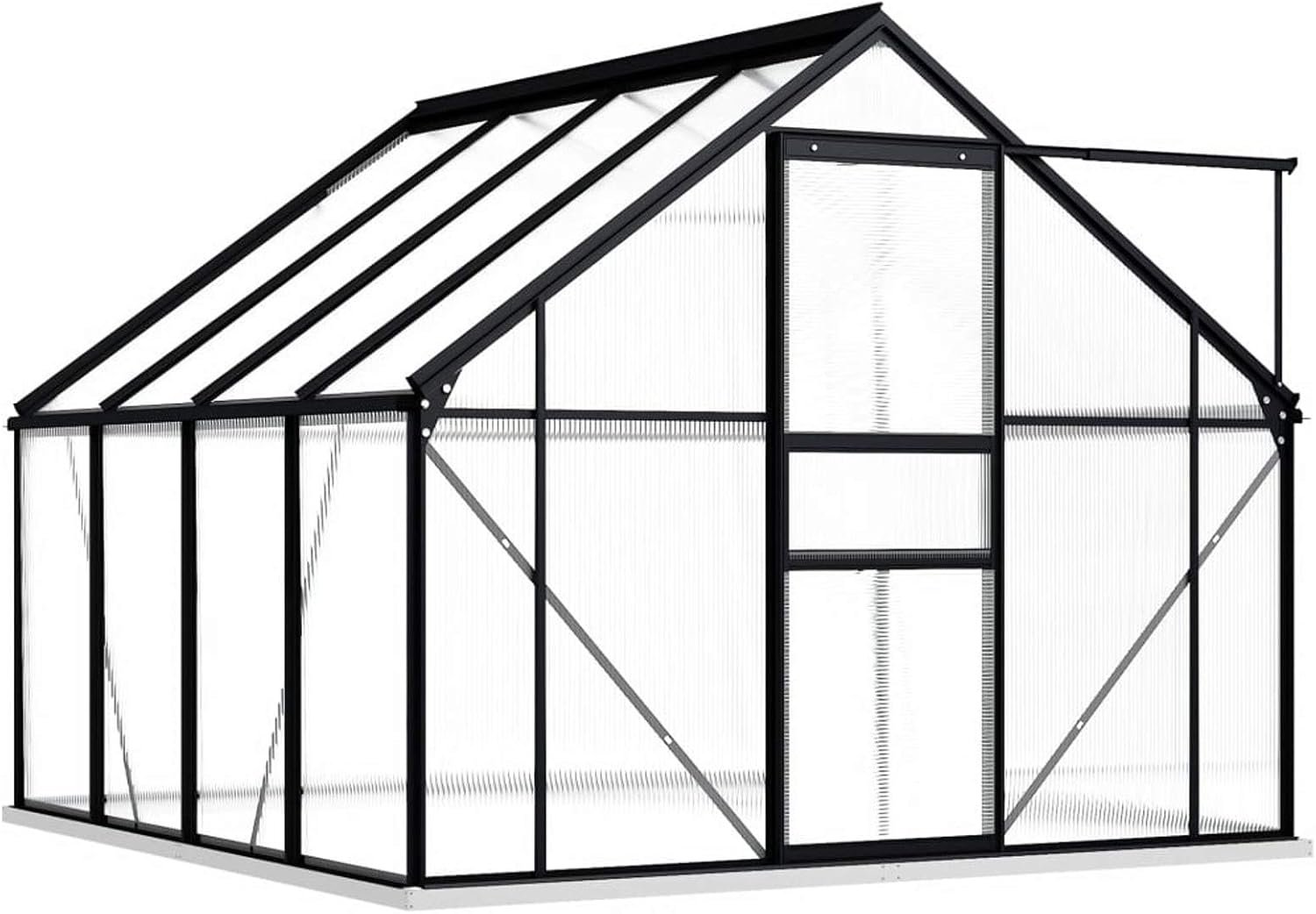 Broeikas met funderingsframe, tuinbroeikas, UV-bestendig, plantenhuis, antraciet, aluminium, 4,75 m³