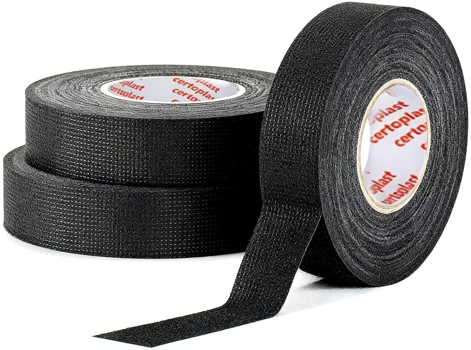 Set van 3 Sterke Plakband voor Stoffen, 19mm x 25m, Slijtvast en Geluiddempend voor Kabels en Draadbundels, Zwart