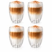 Betrahan Handgeblazen Dubbelwandige Glazen - 350ML Set van 4 - Theeglazen - Koffieglazen - Latte Machiatto Glazen