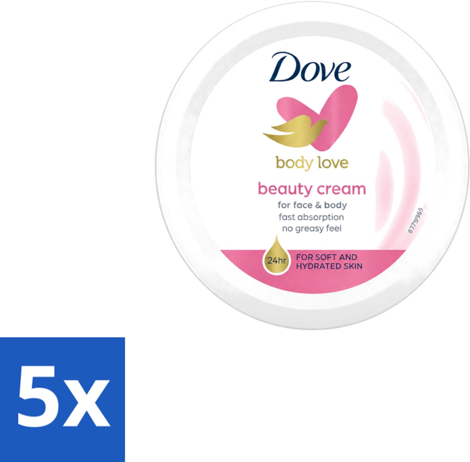 5 x Dove – Bodycrème – Beauty Cream – 75 ml - Voordeelverpakking - 5 stuks
