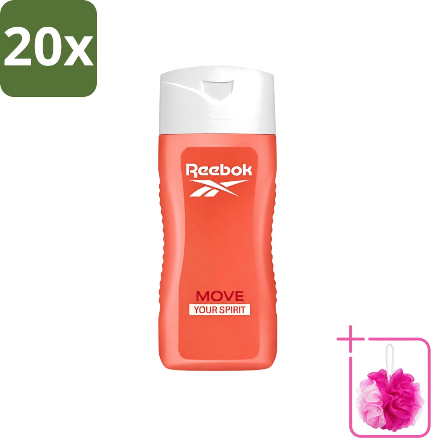 20 x Reebok - Move Your Spirit - Douchegel - 400 ml - Bulkverpakking - Douchegel - Douchemop - Energie