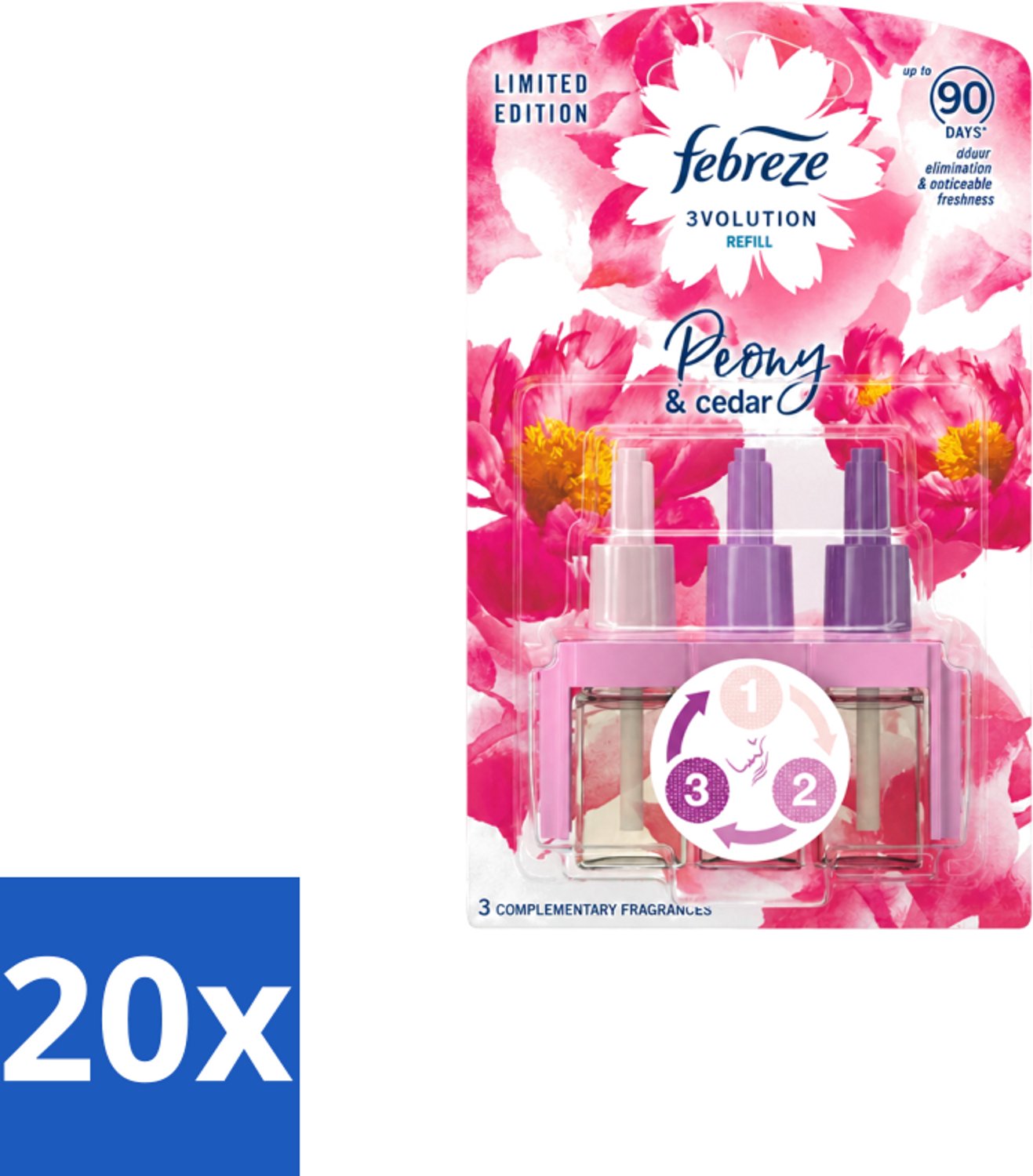 20 x Ambi Pur – Luchtverfrisser – 3Volution Peony & Cedar – Langdurig - Voordeelverpakking - 20 stuks