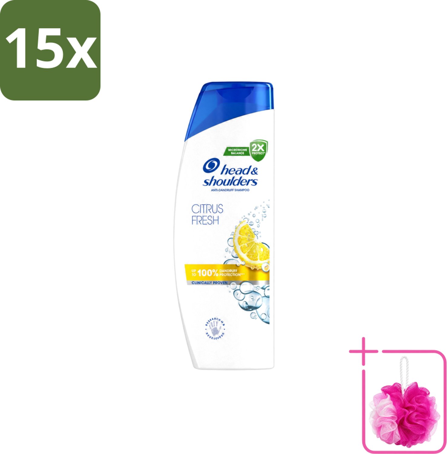 15 x Head & Shoulders - Shampoo - Citrus Fresh - 250ml - Bulkverpakking - Citrus Fresh Shampoo - Douchemop - Anti-roos shampoo