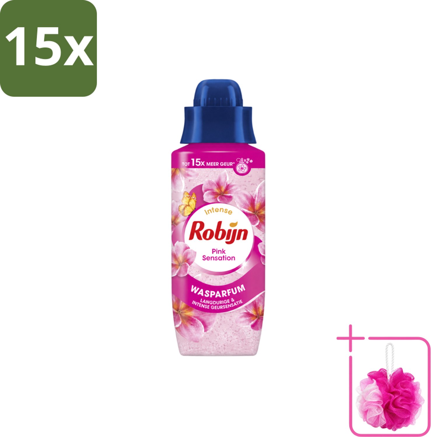 15 x Robijn – Wasparfum – Intense Pink Sensation – 342 ml - Bulkverpakking - Wasparfum - Douchemop - Wasgeur