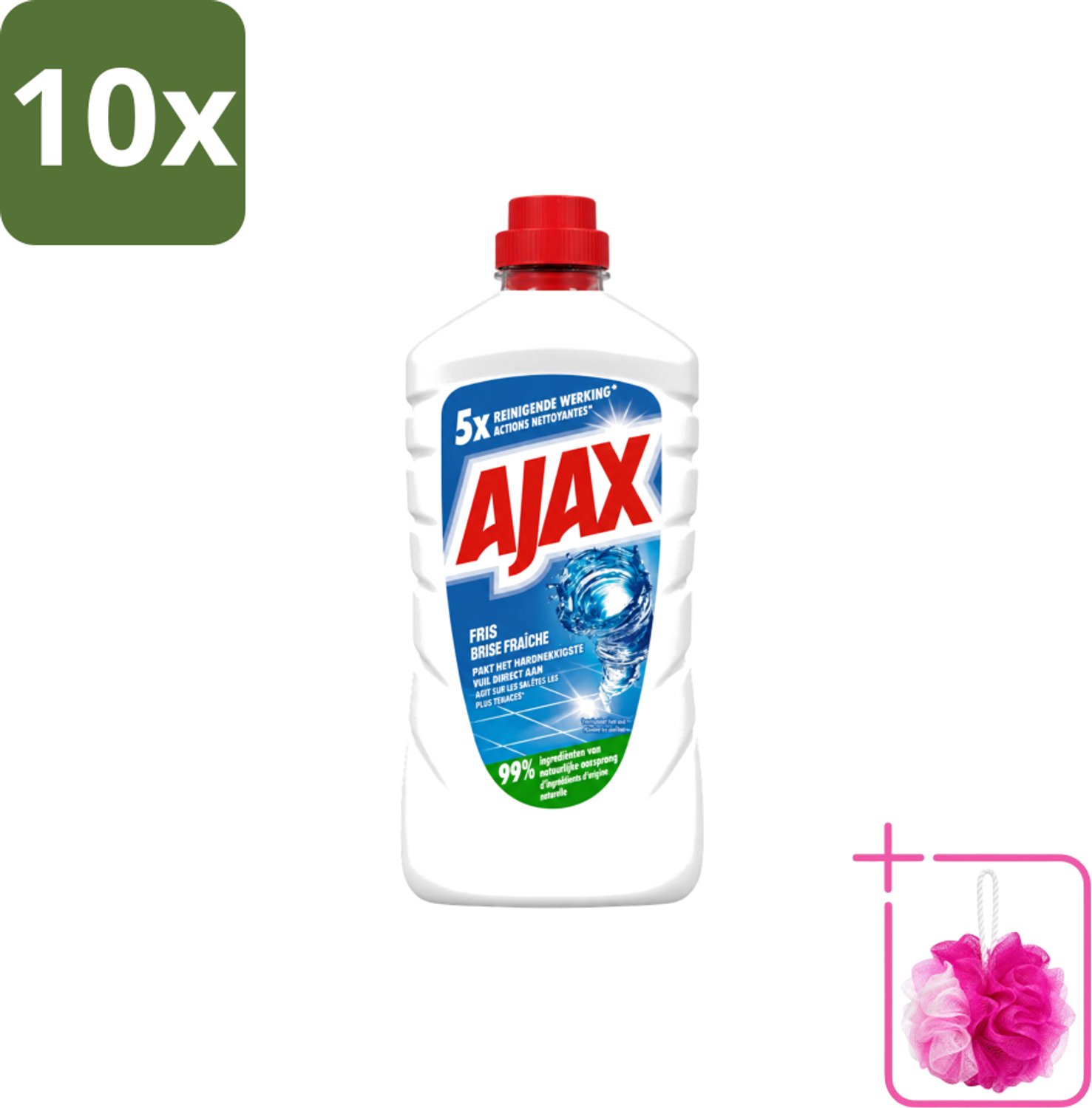 10 x Ajax – Allesreiniger – Fris – 1000 ml - Bulkverpakking - Allesreiniger - Douchemop - Frisheid