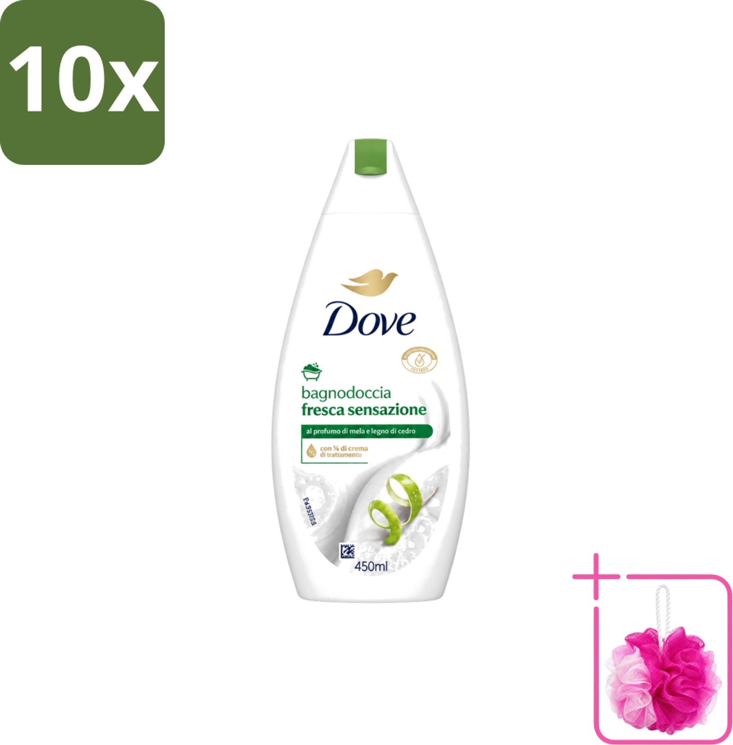 10 x Dove – Douchegel – Fresh Sensation – 450 ml - Bulkverpakking - Douchegel - Douchemop - Fris gevoel