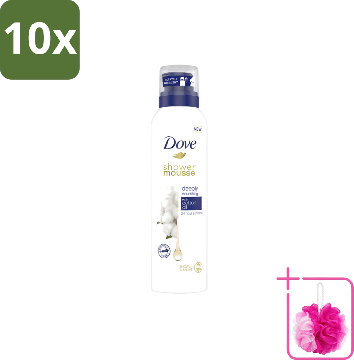 10 x Dove – Douchefoam – Deeply Nourishing Cotton Oil – 200 ml - Bulkverpakking - Douchefoam - Douchemop - Huid verzorging