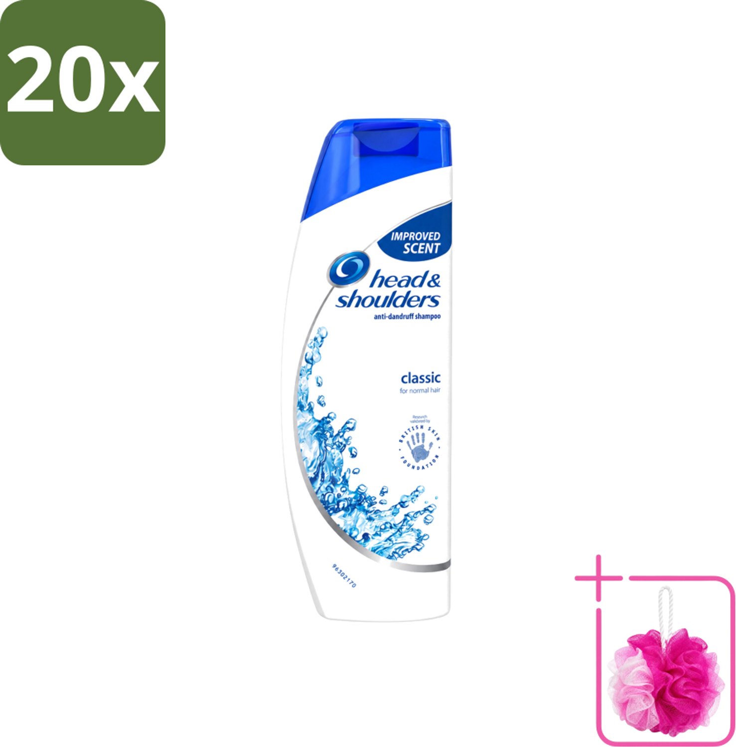 20 x Head & Shoulders - Shampoo - Classic Clean - 250ml - Bulkverpakking - Anti-roos shampoo - Douchemop - Roosvrij haar