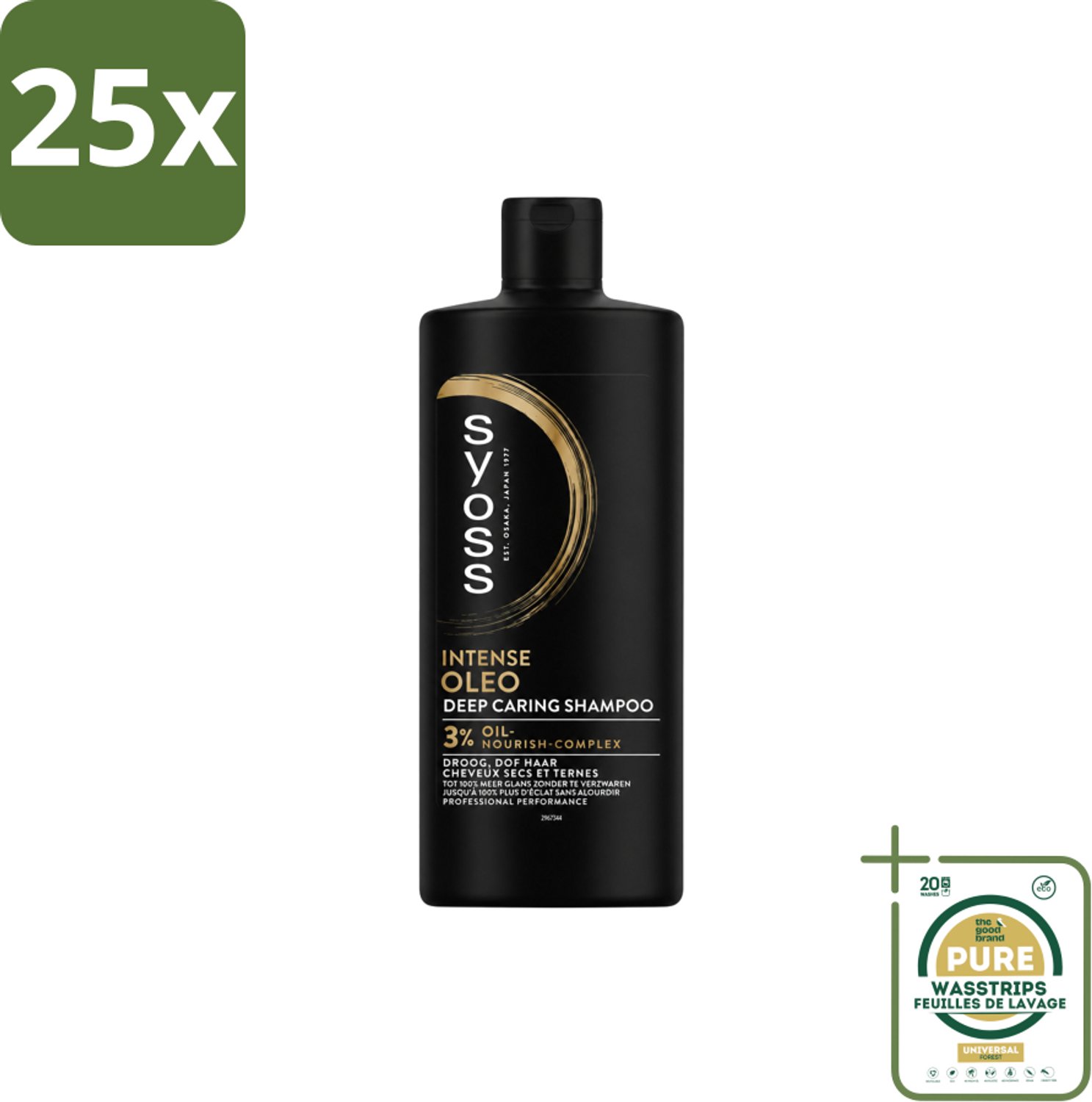 25 x Syoss – Shampoo – Oleo – 440 ml - Wasstrips - Voedend Haar - Droog Haar - Beschadigd Haar - Haar Herstel - Haar Glans
