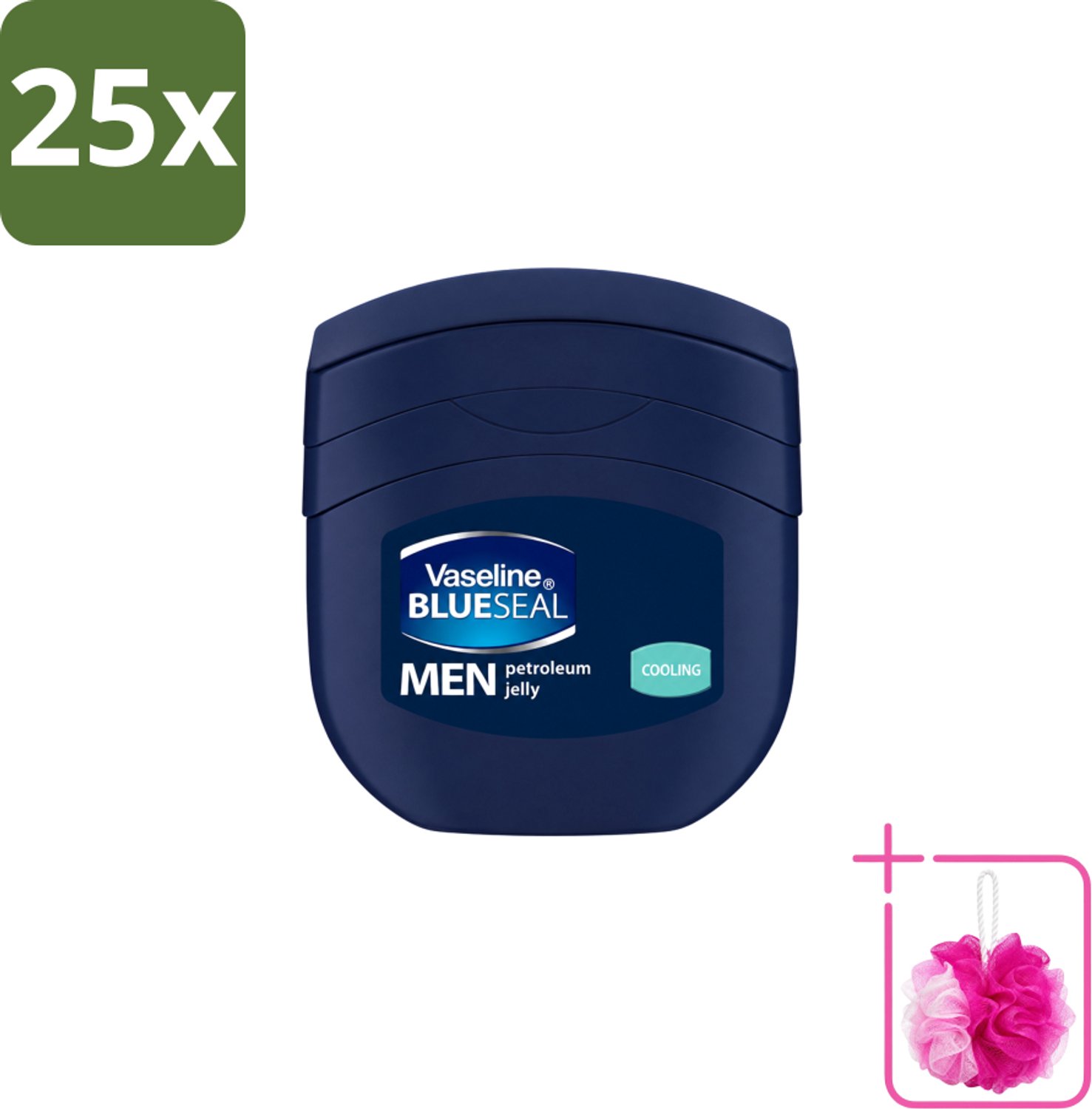 25 x Vaseline Men – Petroleum Jelly – Cooling – 250 ml - Bulkverpakking - Vaseline Cool - Douchemop - Mannen huid