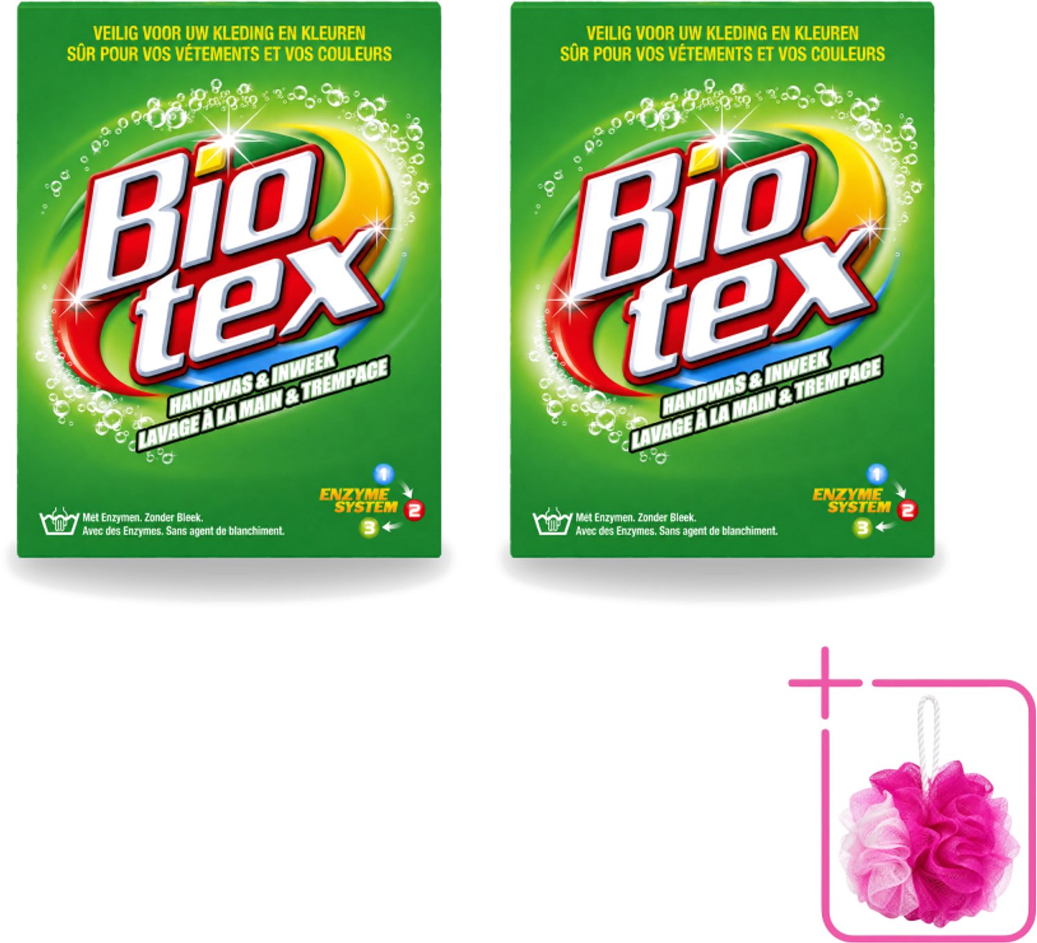 2 x Biotex - Waspoeder - Handwas & Inweek - Actieve Biologische Enzymen - 720 g - Bulkverpakking - Handwas - Douchemop - Inweek waspoeder
