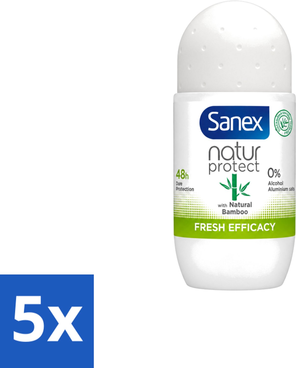 5 x Sanex – Deo Roll-on – Bamboo Fresh Efficacy – 50 ml - Voordeelverpakking - 5 stuks