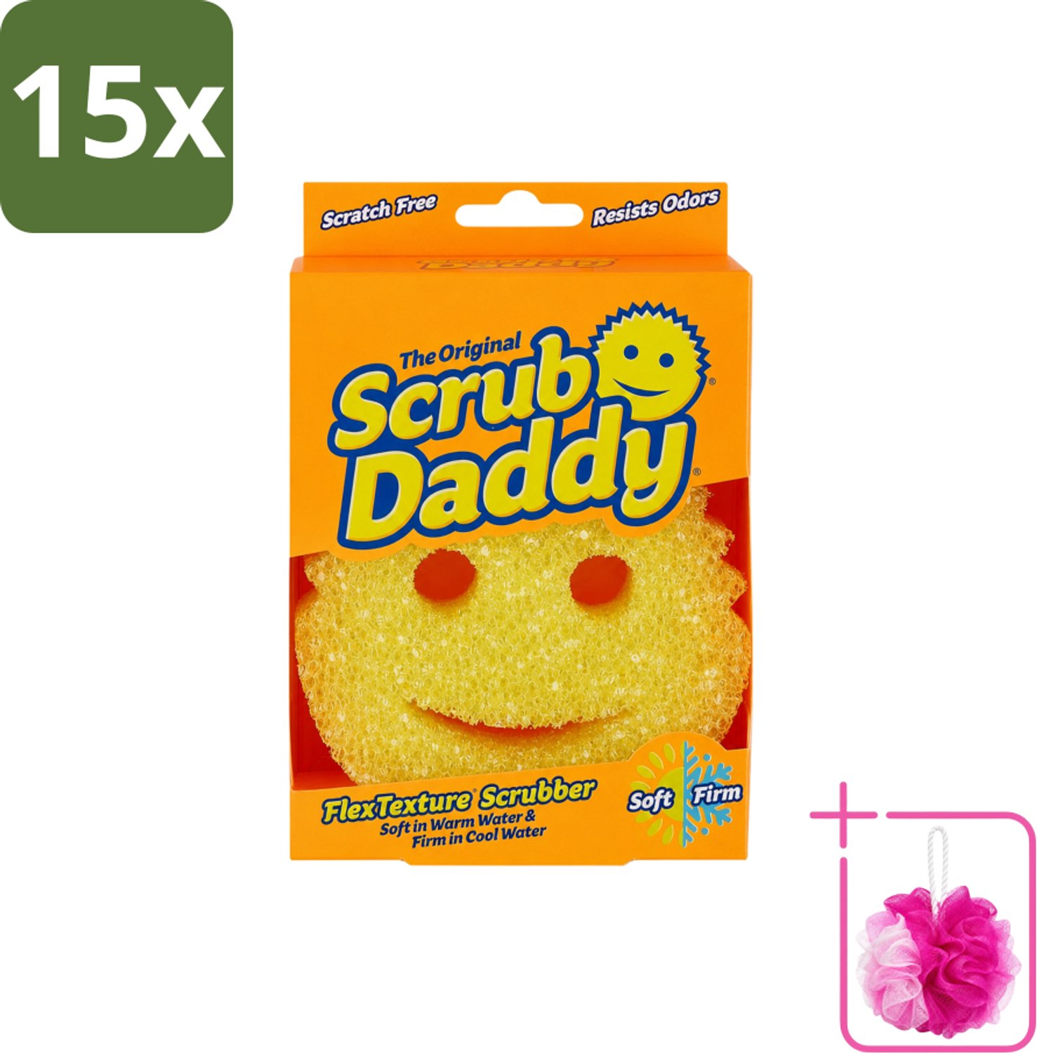 15 x Scrub Daddy - Spons - Veranderende Textuur - 1 Spons - Bulkverpakking - Schoonmaken - Douchemop - Vaat schoonmaken
