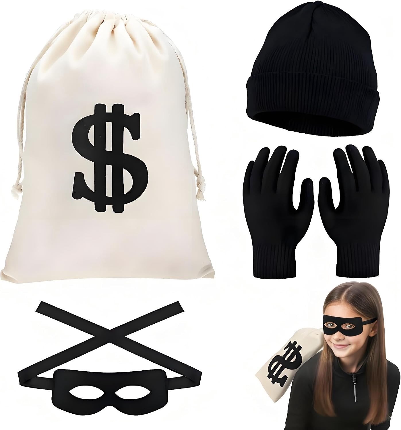 Verkleed als bankovervaller voor carnaval - compleet kostuum met accessoires en maskers