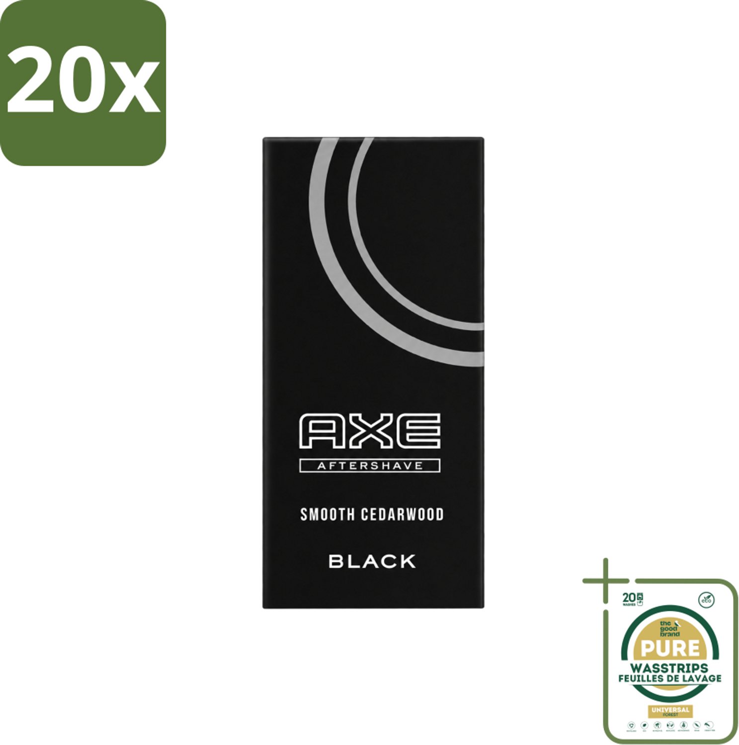 20 x Axe – Aftershave – Black – 100 ml - Wasstrips - Aftershave - Aftershave Black - Aftershave Voor Mannen - Huidverzorging Na Scheren - Kalmerende Aftershave