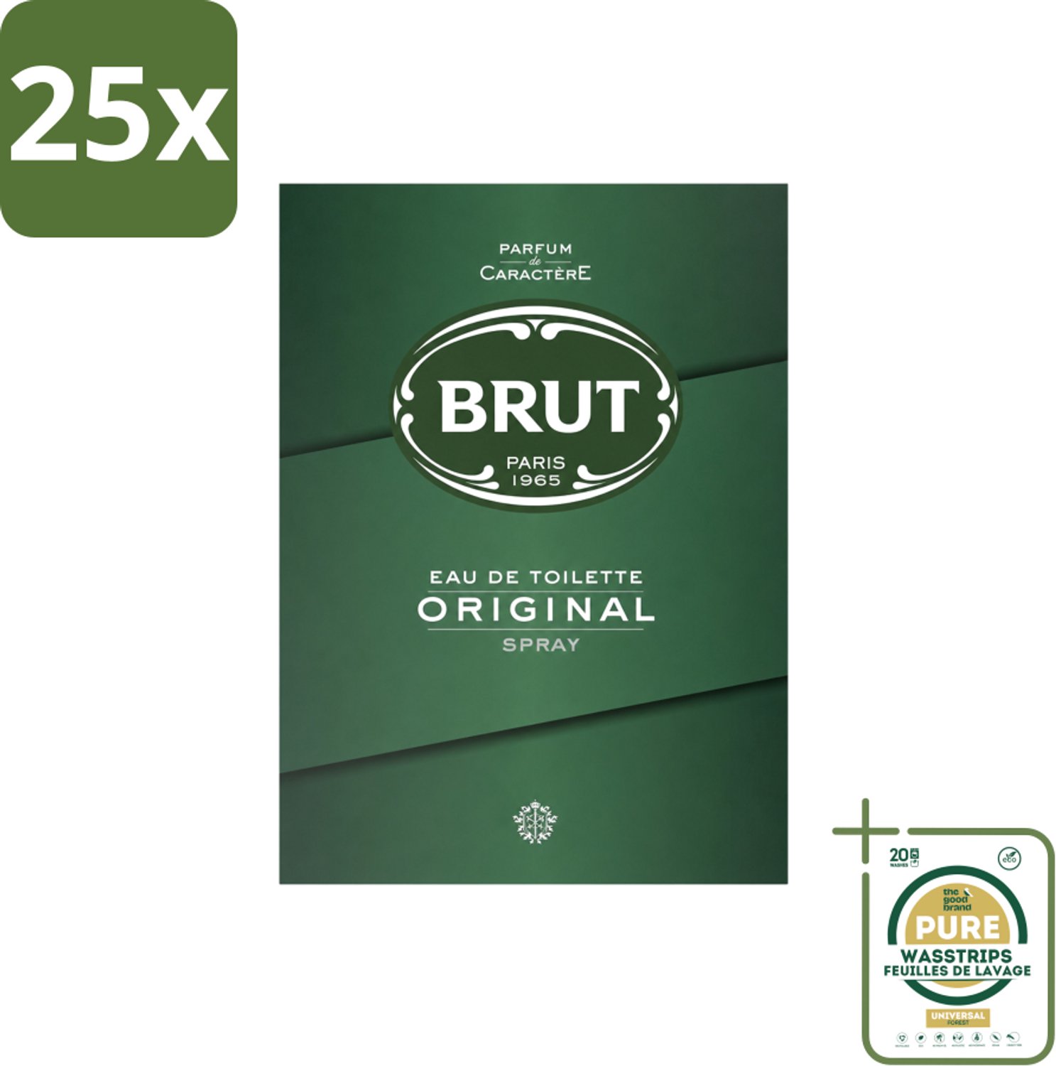 25 x Brut – Eau de Toilette – Original – 100 ml - Wasstrips - Brut Original Eau De Toilette - Kruidige Geur - Amber - Lavendel - Mannelijke Geur