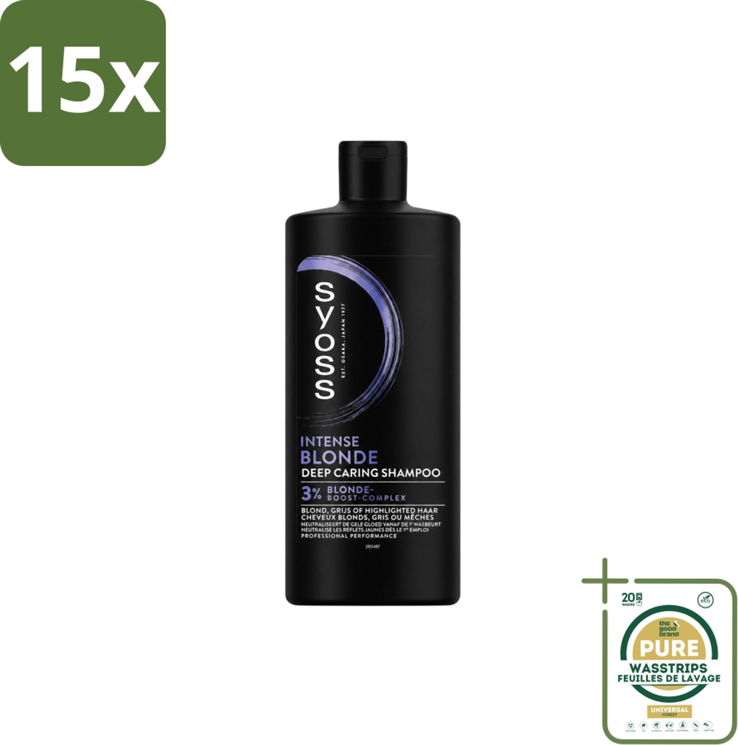 15 x Syoss – Shampoo – Blonde – 440 ml - Wasstrips - Blond Haar - Blonde Shampoo - Kleurbehoud - Gele Ondertoon - Warme Ondertoon